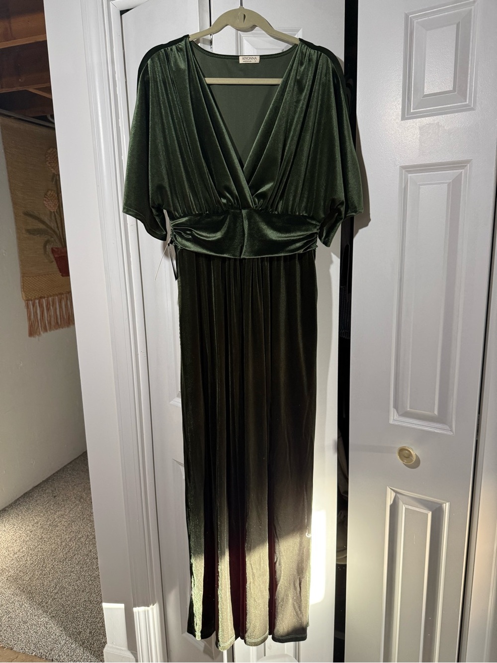 KIYONNA Olive Green Velvet Maxi Dress